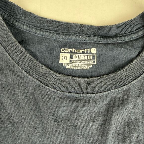 Carhartt Shirt Adult Men's 2XL Blue Long Sleeve Spell Out Neon Work Shirt Pocket - Picture 5 of 6